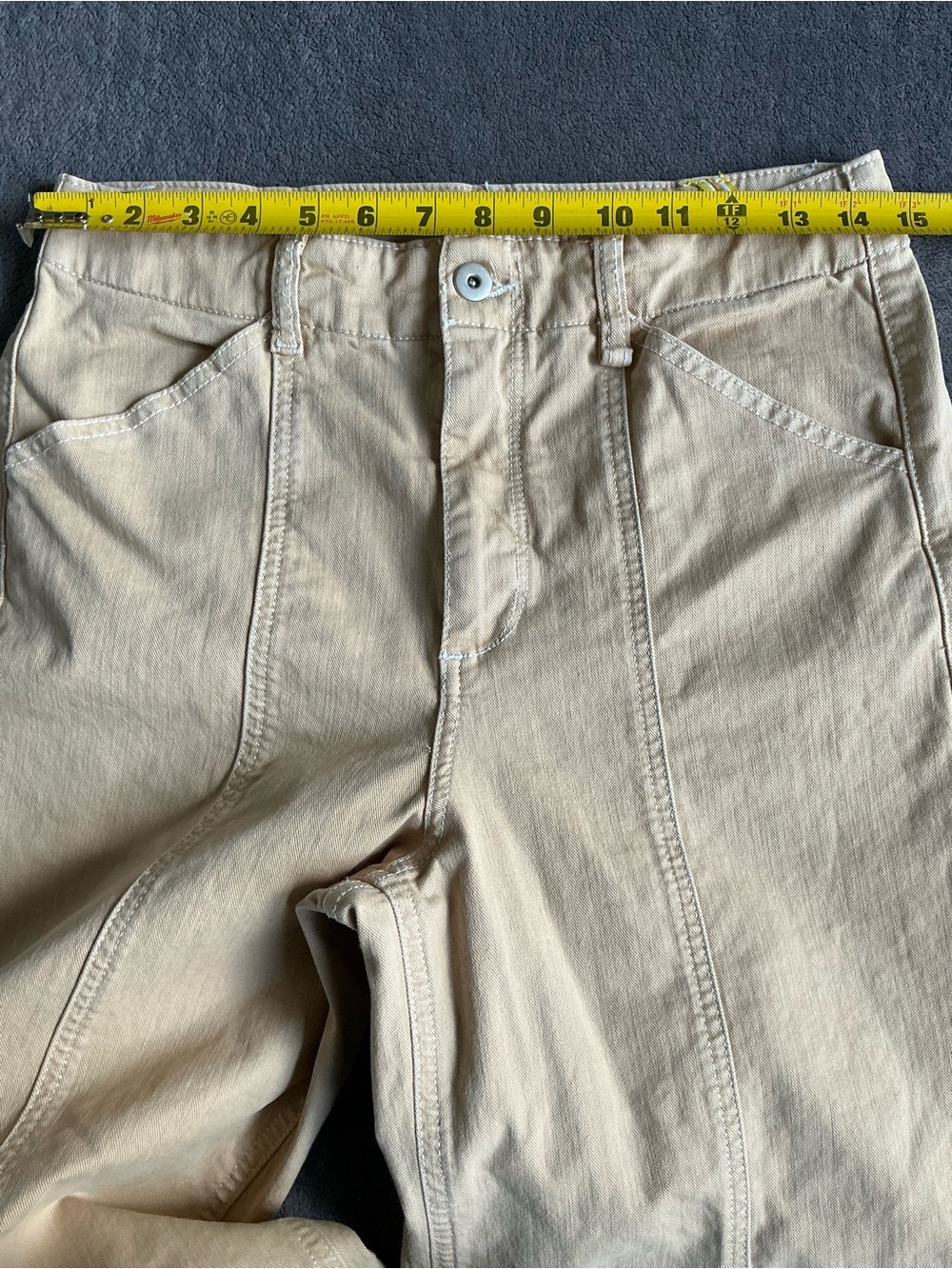 Maeve by Anthropologie Wide Leg Crop Seamed Pants Khaki Tan Size 29 - Picture 5 of 12